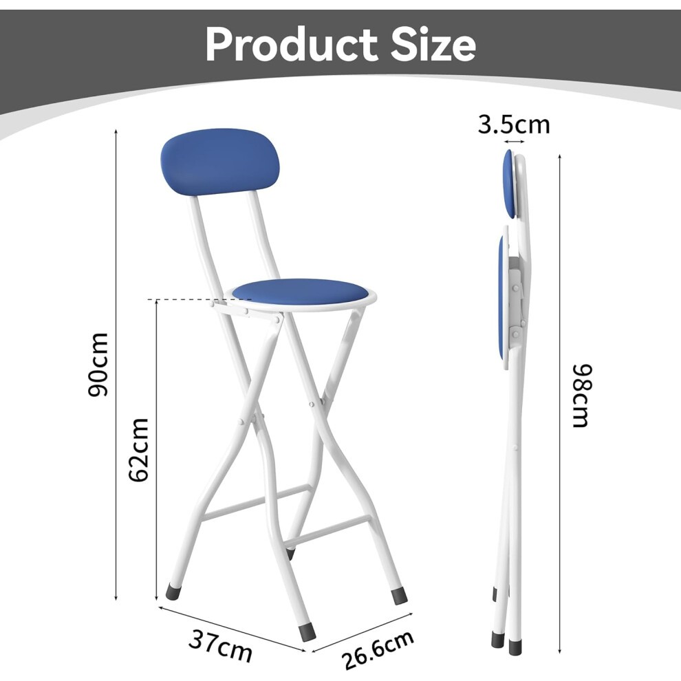 Blue Padded Folding Breakfast Bar Stool Set of 6 - image 2