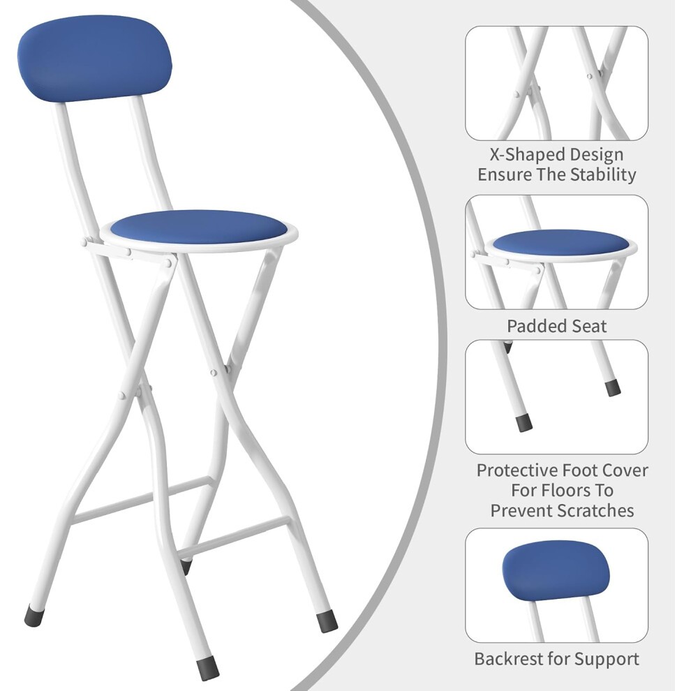 Blue Padded Folding Breakfast Bar Stool Set of 6 - image 3