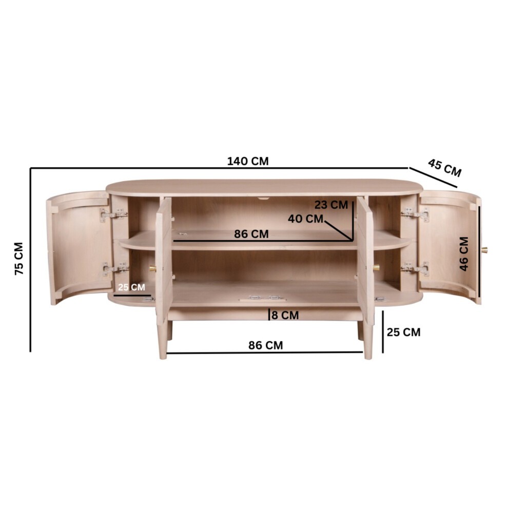 Brooklyn 4 Door Cane and Mango Wood Sideboard - image 5