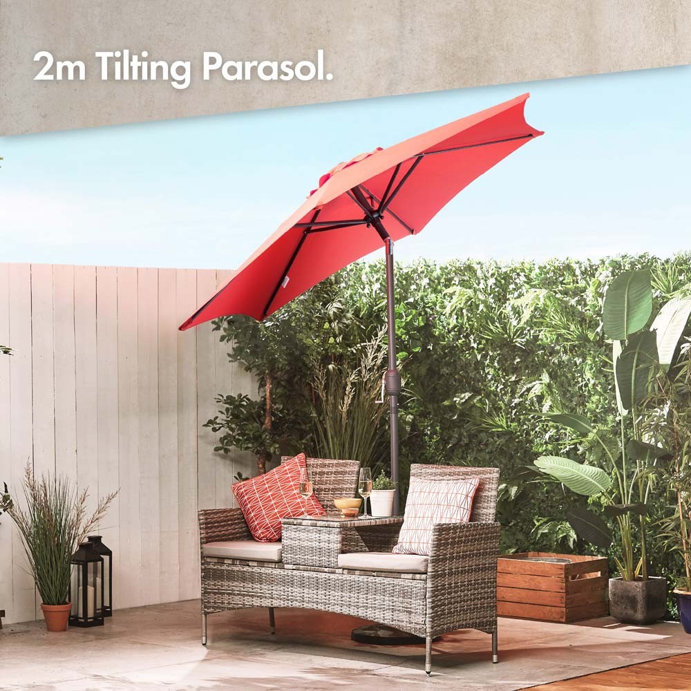 Burnt Orange 2m Steel Garden Parasol - image 2