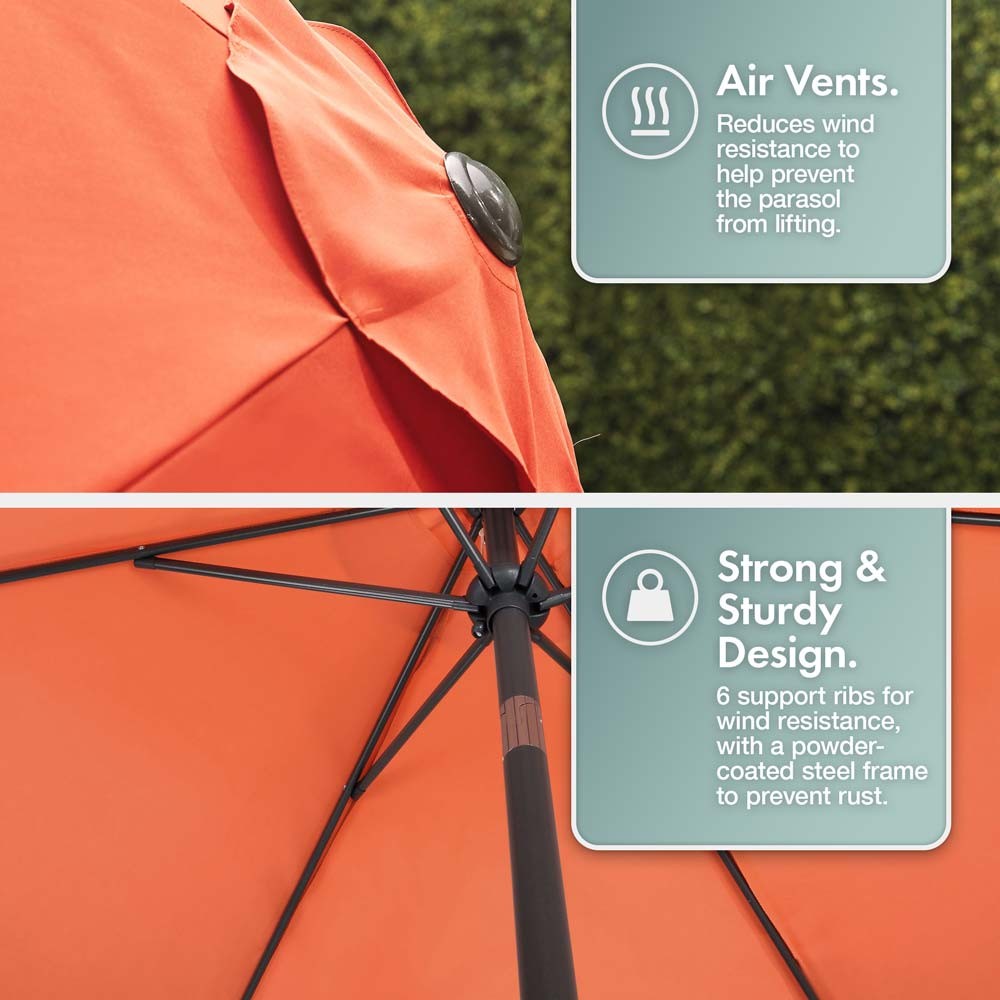 Burnt Orange 2m Steel Garden Parasol - image 3
