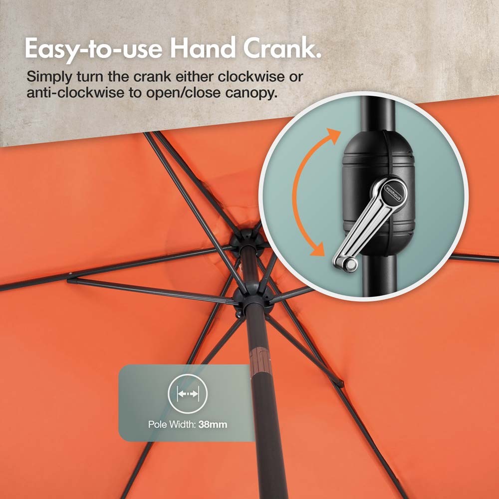 Burnt Orange 2m Steel Garden Parasol - image 4