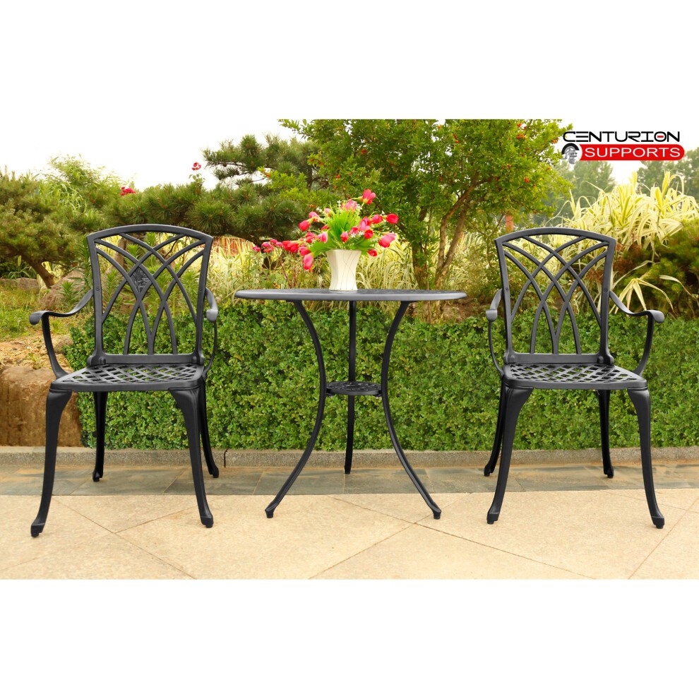 Centurion Supports OSHOWA Black 2 Seater Aluminium Bistro Set with Table - image 2
