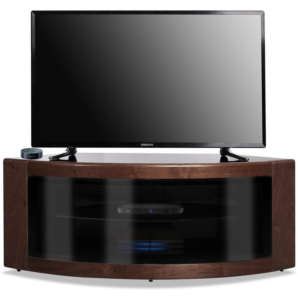 Centurion Supports Pangea 2 Door Black and Walnut Beam-Thru Remote Friendly Corner TV Unit - image 2