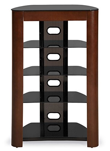 Centurion Supports Zinnia 5 Shelf Black Glass with Walnut Facia Multimedia Stand - image 5
