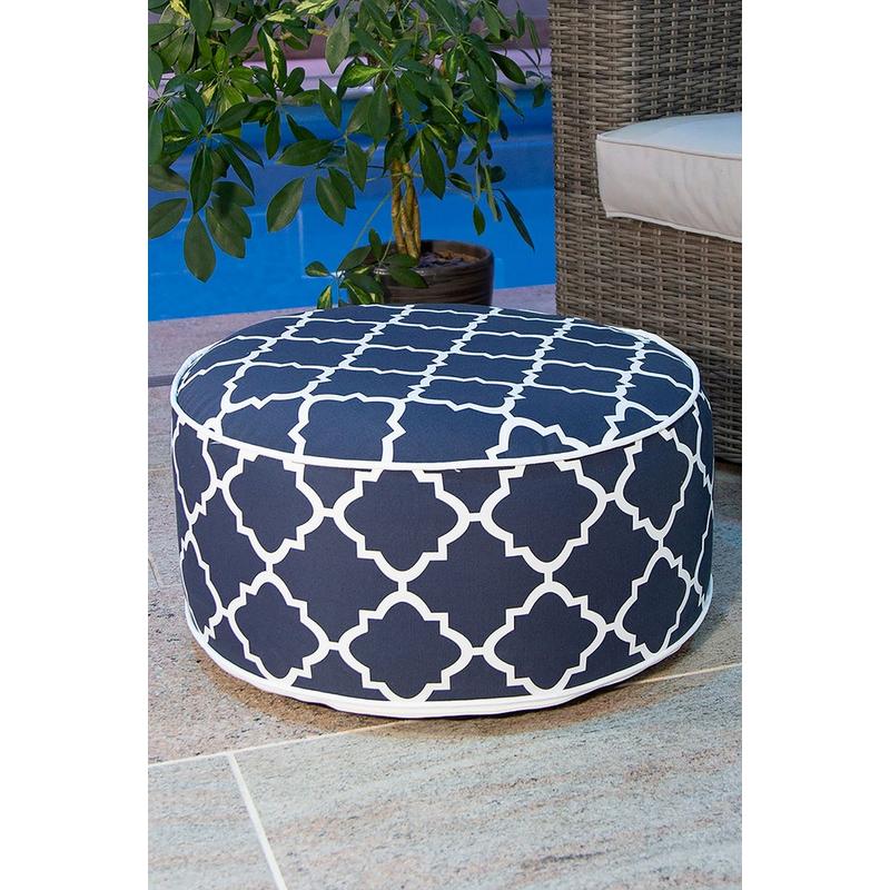 Grey inflatable foot stool pouffe bean bag with a textured surface, ideal for indoor or outdoor use, featuring a stylish design and lightweight construction for easy portability.