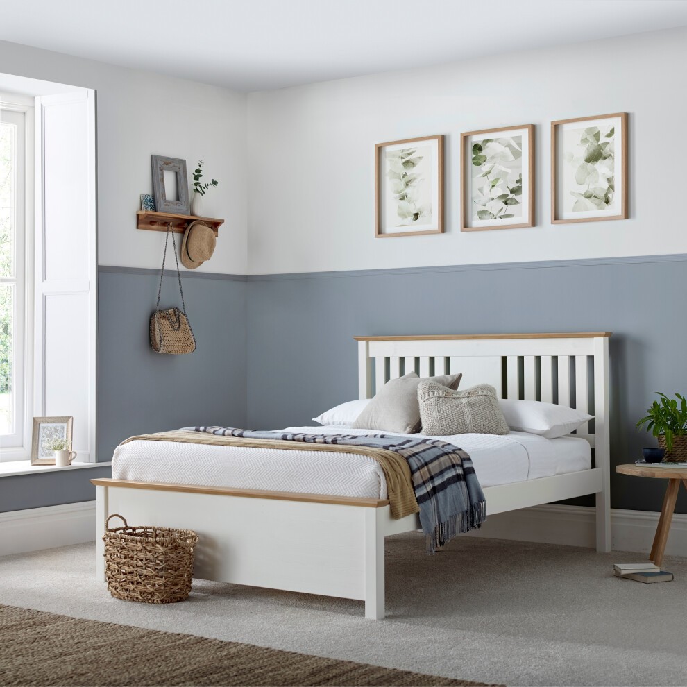 Chester Single Stone White and Oak 2 Drawer Storage Bed Frame - image 3