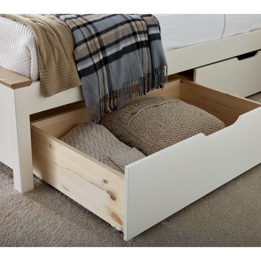 Chester Single Stone White and Oak 2 Drawer Storage Bed Frame - image 4