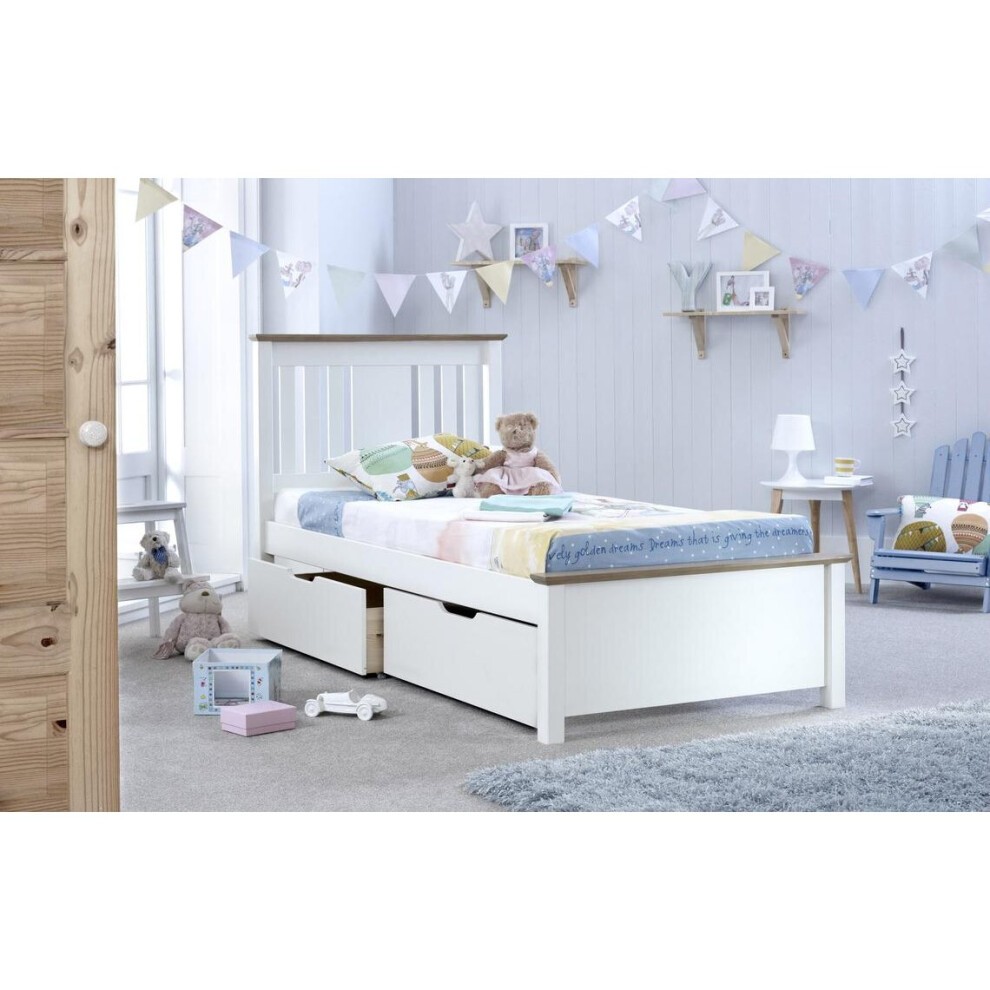 Chester Single Stone White and Oak 2 Drawer Storage Bed Frame - image 5