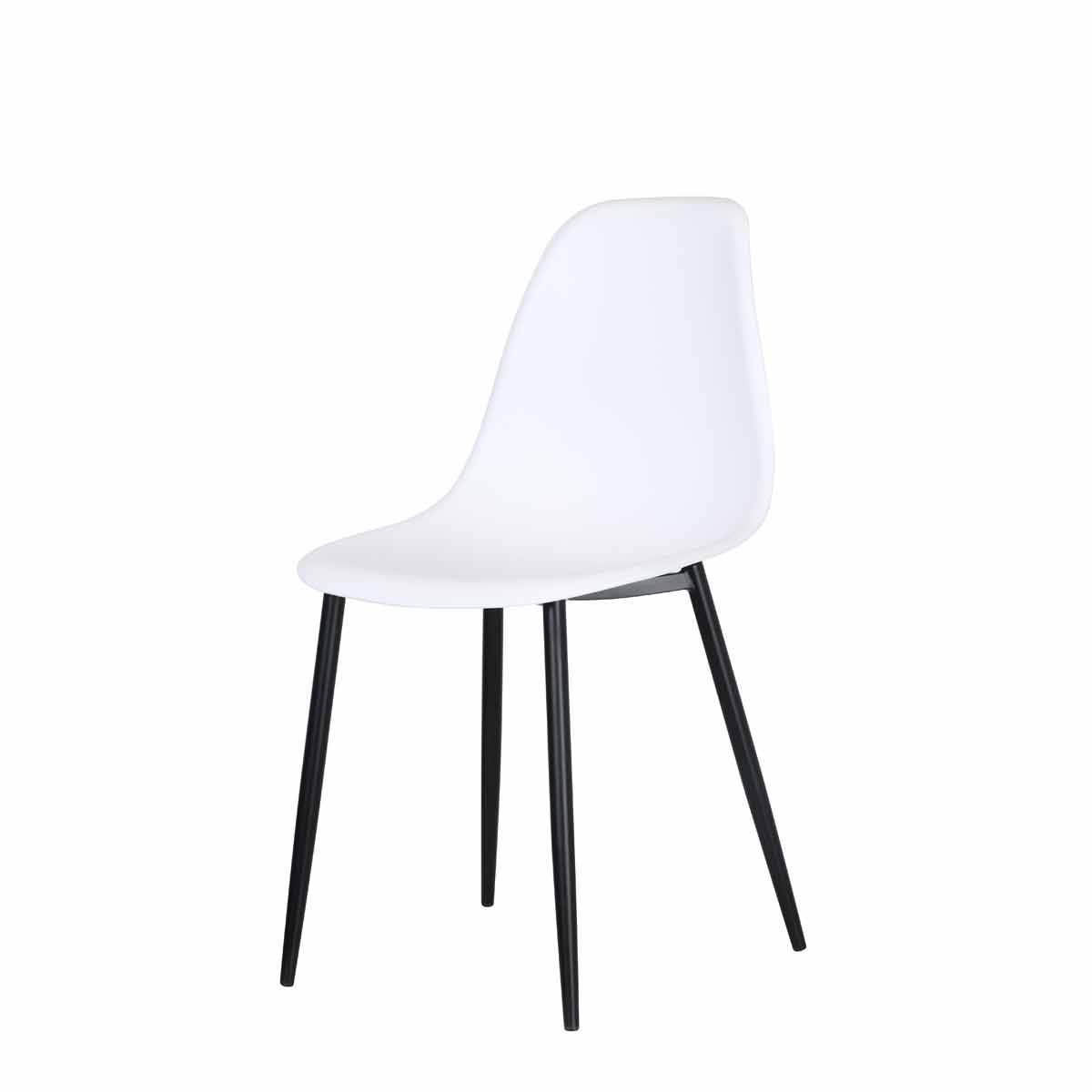 Light grey plastic seat chair with a smooth, curved design, supported by sleek black metal legs, showcasing a modern and minimalist aesthetic.