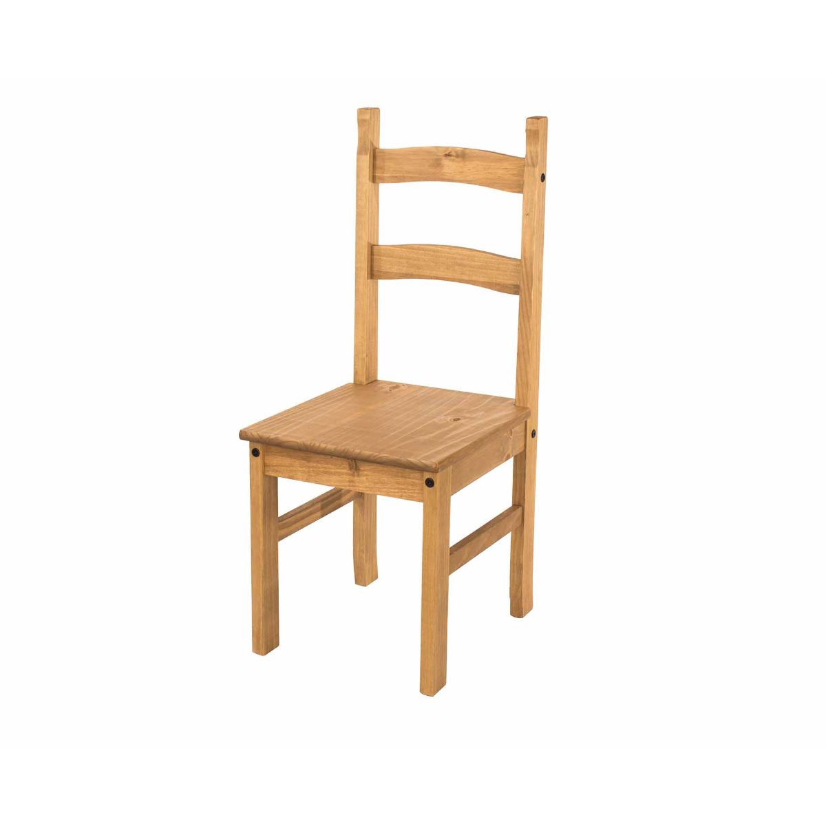 Solid pine chair in natural wood finish, featuring a simple design with a slatted backrest and sturdy square legs, sold as a pair.
