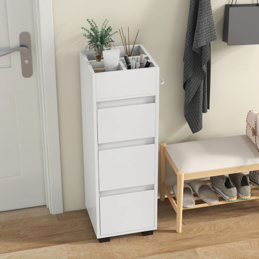 Costway 3 Drawer White Bathroom Floor Storage Cabinet - image 2