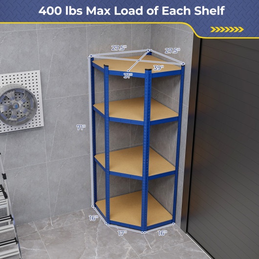 Costway 4 Shelf Blue Corner Shelving Unit - image 2