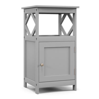 COSTWAY Costway Bathroom Floor Cabinet with Open Compartment and Single Door-Grey, Grey