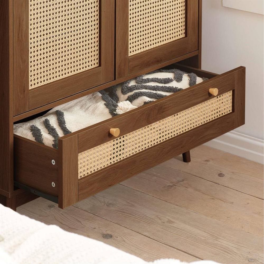 Croxley 2 Door Single Drawer Rattan Wardrobe - image 3