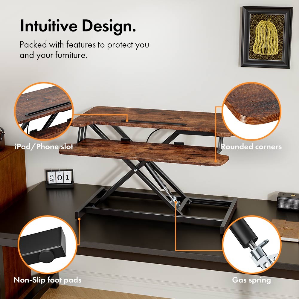 Dark Wood Standing Desk Converter - image 3