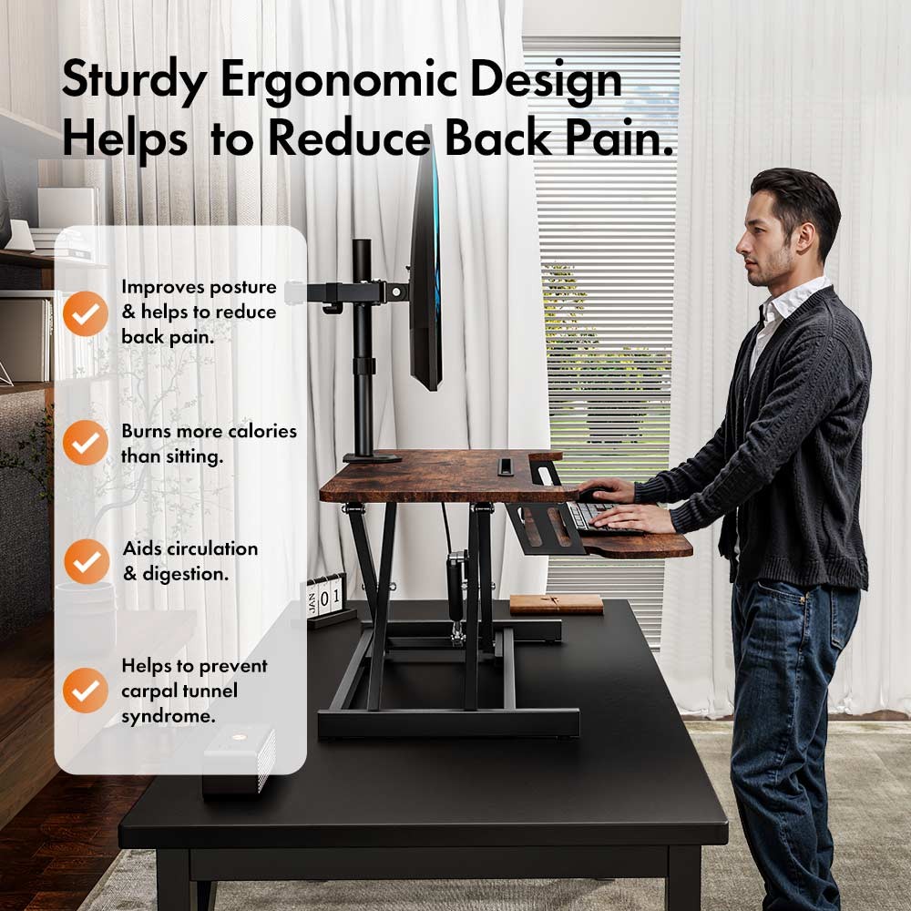 Dark Wood Standing Desk Converter - image 5
