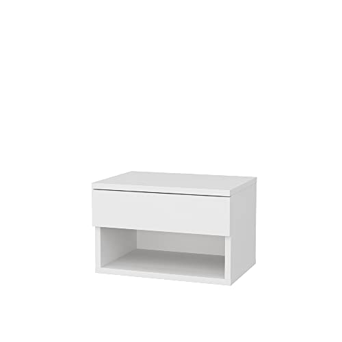 Decorotika Jamot Single Drawer Single Shelf White Floating Bedside Table - image 5