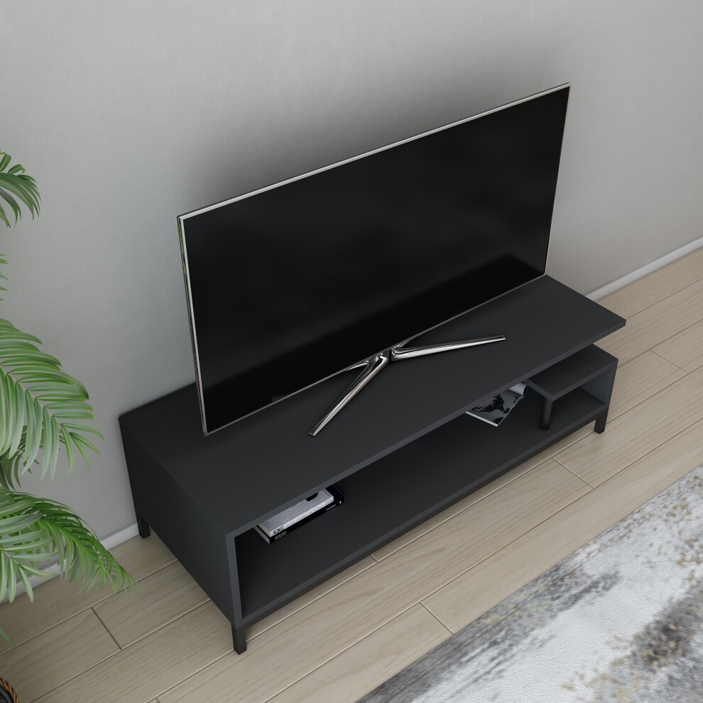 Decorotika Reilly Black and Anthracite 2 Shelf TV Unit - image 2