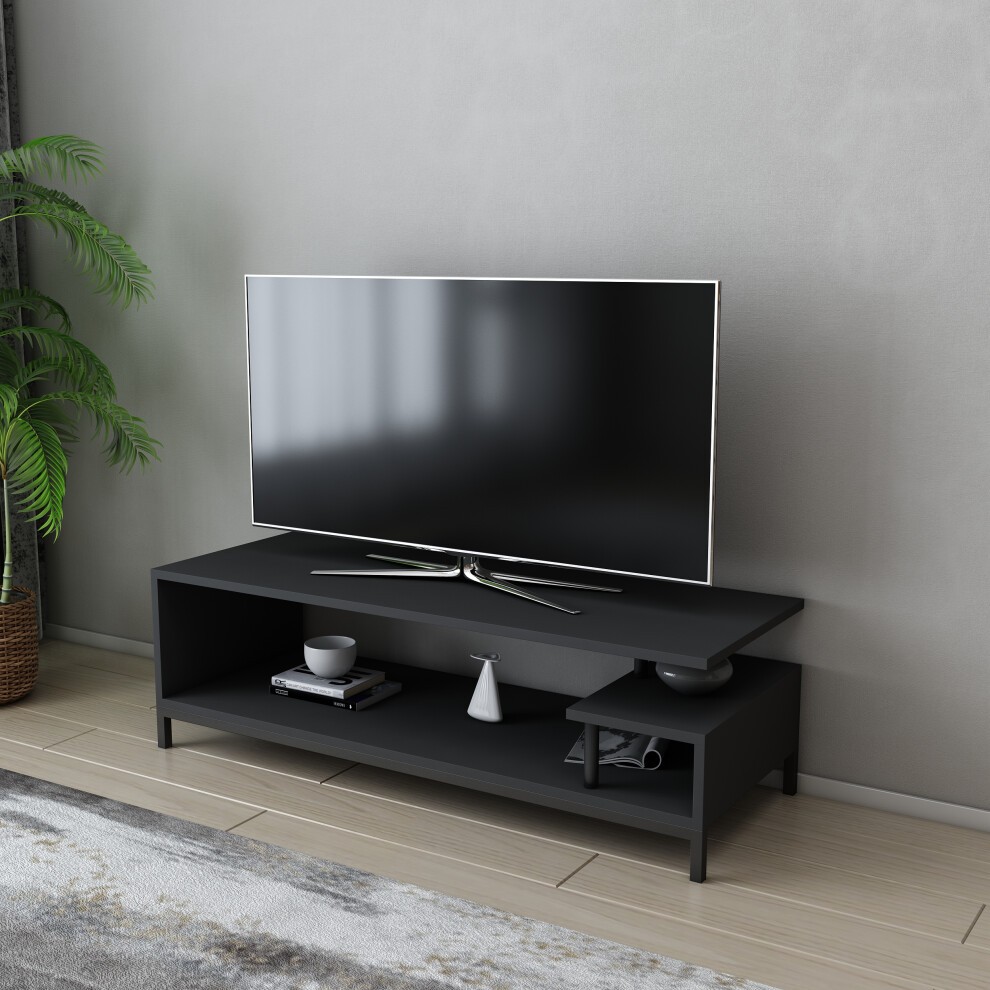 Decorotika Reilly Black and Anthracite 2 Shelf TV Unit - image 3