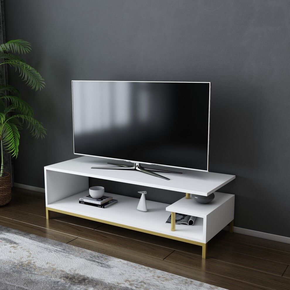 Decorotika Reilly Gold and White 2 Shelf TV Unit - image 2