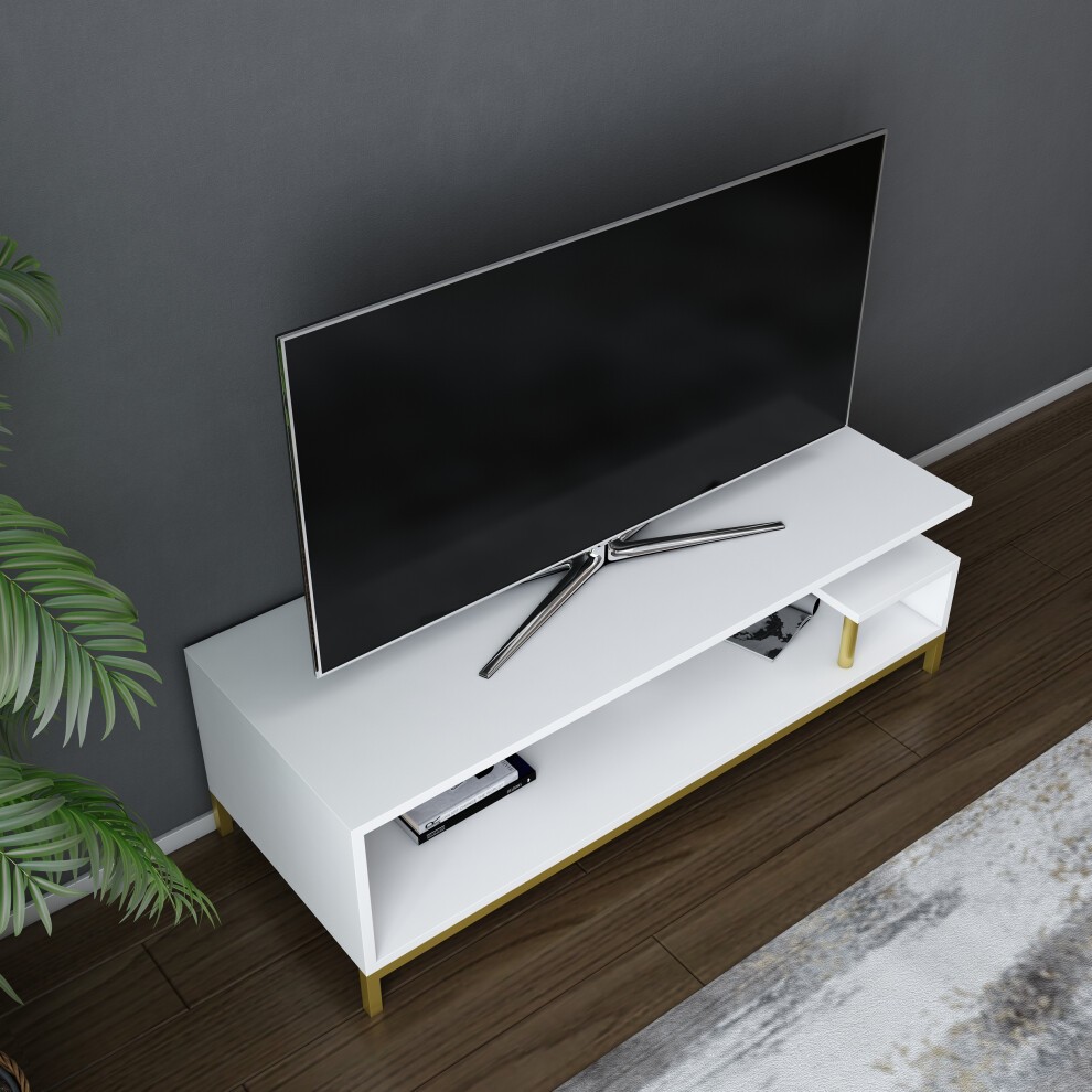 Decorotika Reilly Gold and White 2 Shelf TV Unit - image 3
