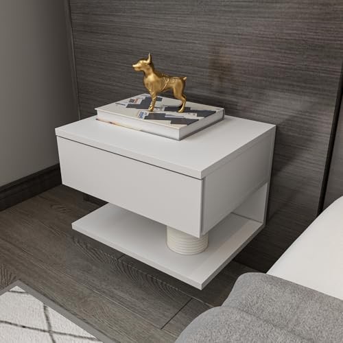 Decorotika Single Drawer White Floating Bedside Table - image 2
