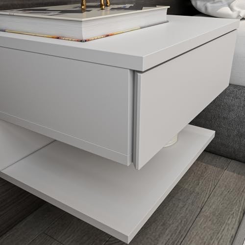 Decorotika Single Drawer White Floating Bedside Table - image 5