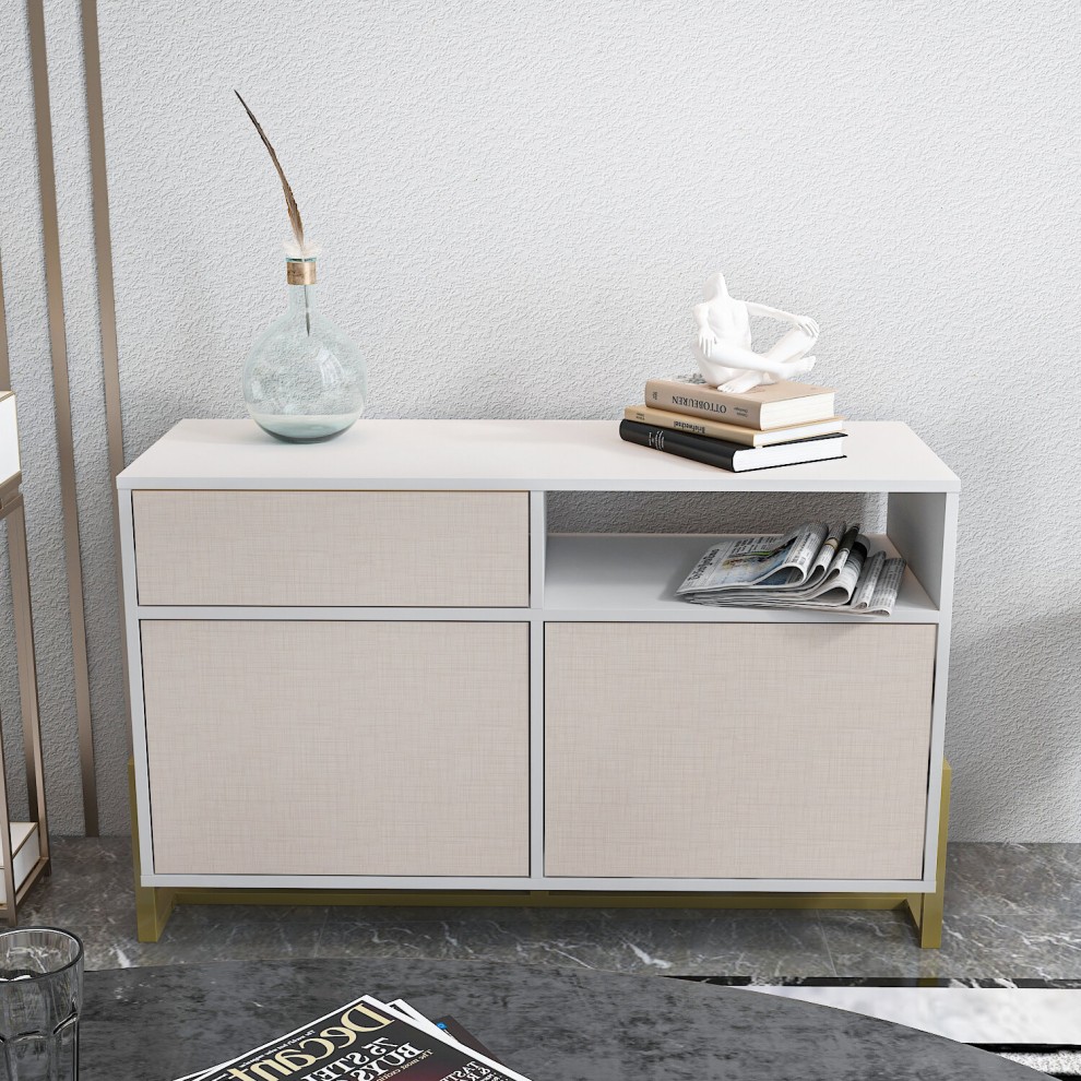 Decorotika Utopie White and Beige 3 Cabinet Sideboard - image 3