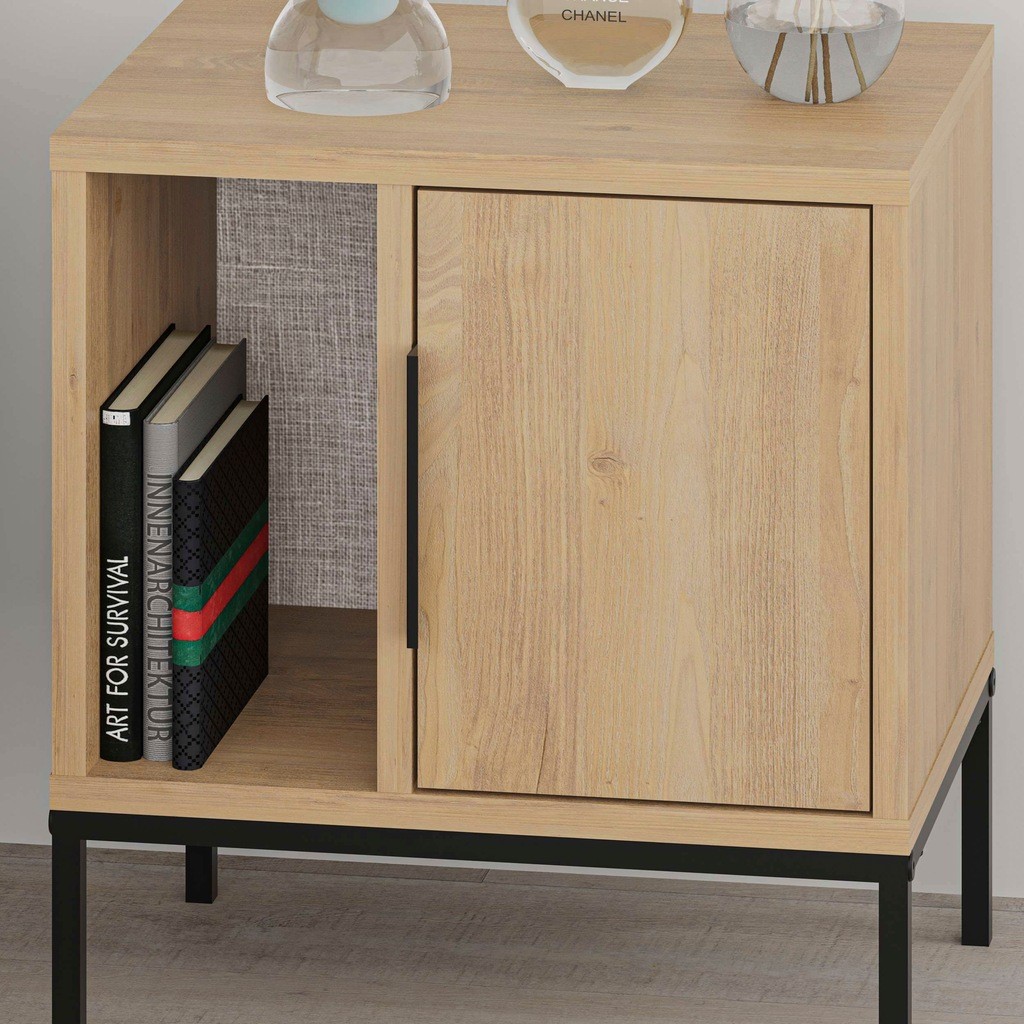Decortie Glynn Oak Single Door Single Shelf Bedside Cabinet - image 4