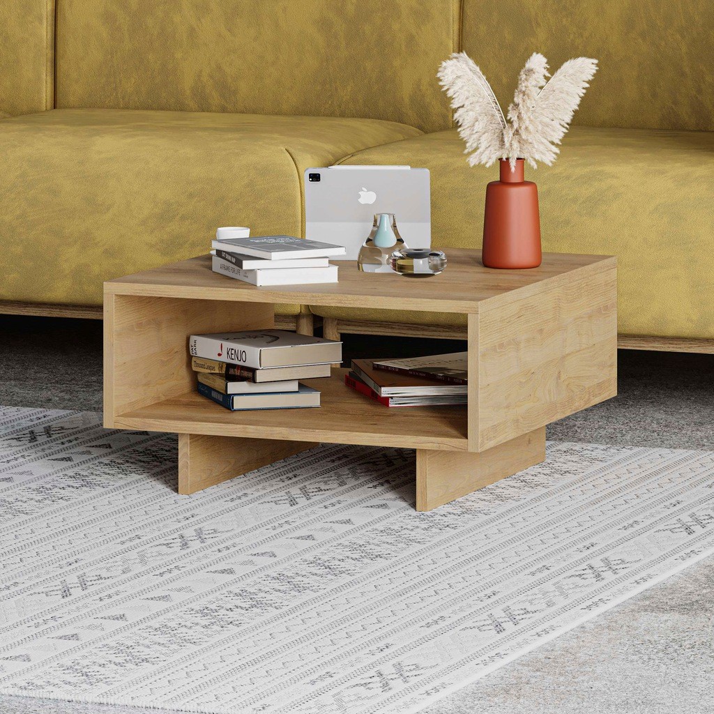 Decortie Hola Oak Single Shelf Modern Multipurpose Coffee Table - image 2