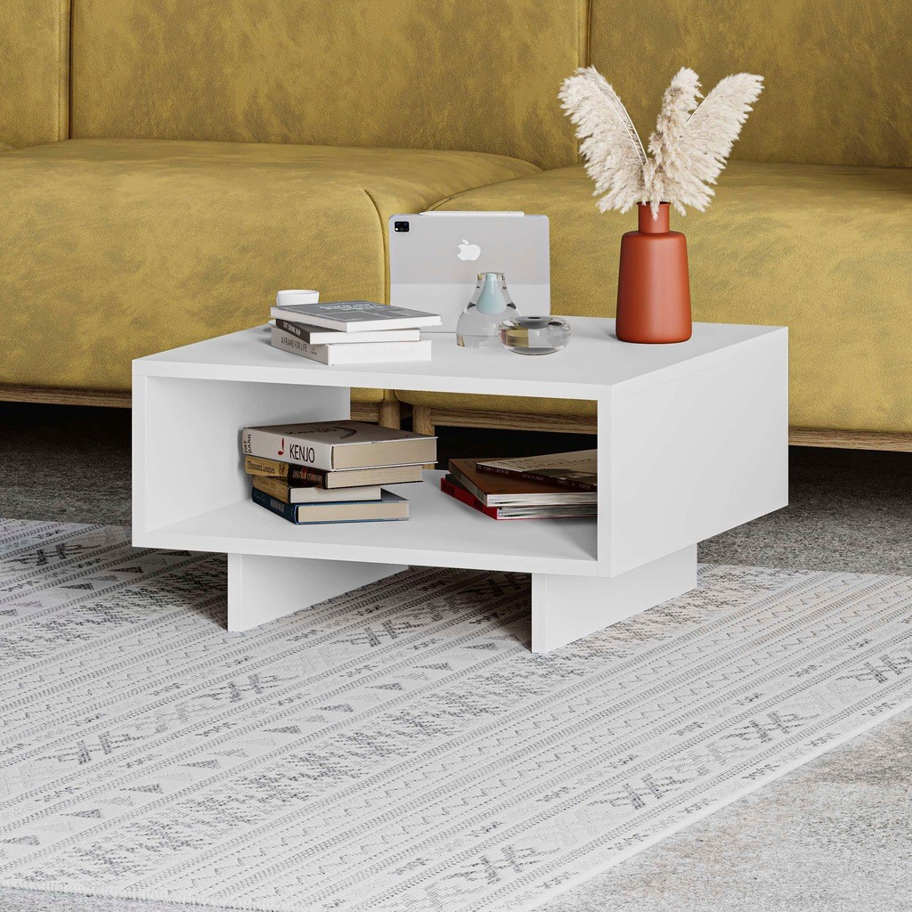 Decortie Hola White Single Shelf Modern Multipurpose Coffee Table - image 2