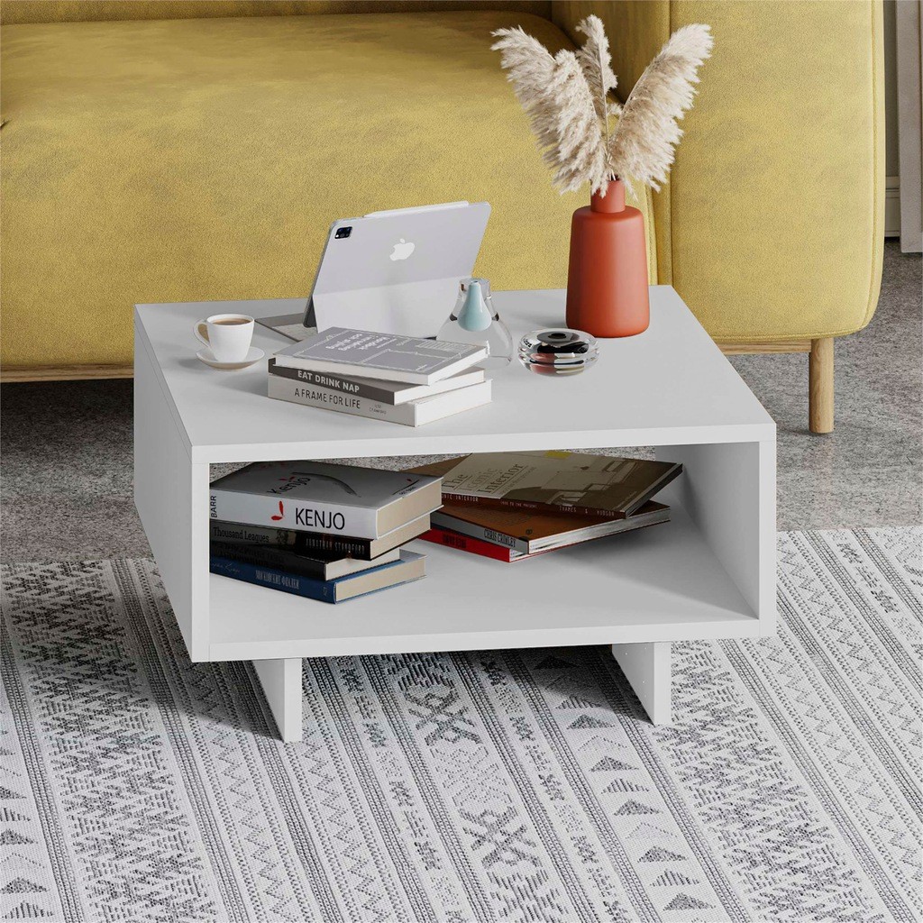 Decortie Hola White Single Shelf Modern Multipurpose Coffee Table - image 3