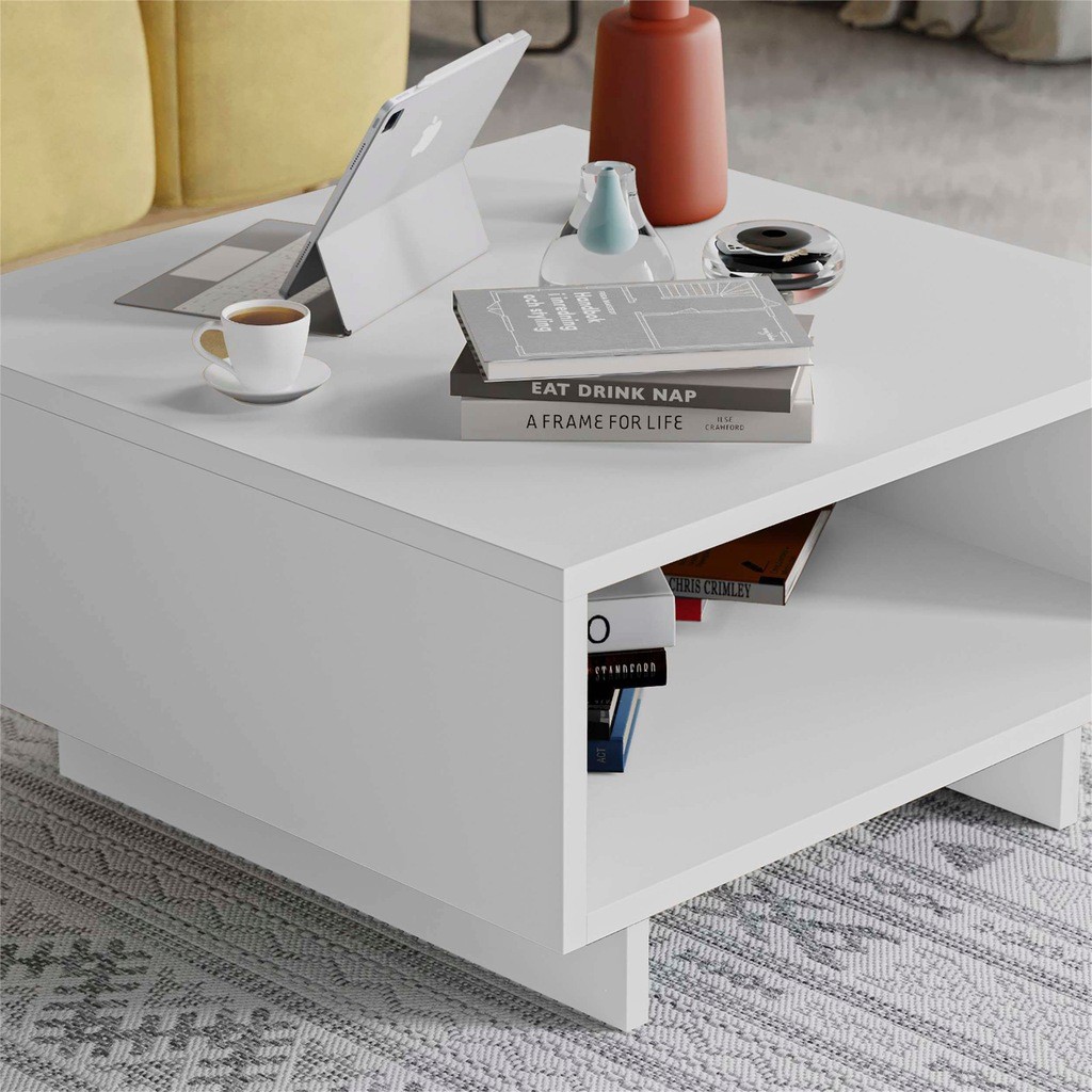 Decortie Hola White Single Shelf Modern Multipurpose Coffee Table - image 4