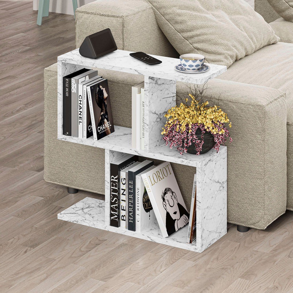 Decortie Homemania 4 Shelf White Marble Effect Modern Side End Table - image 2