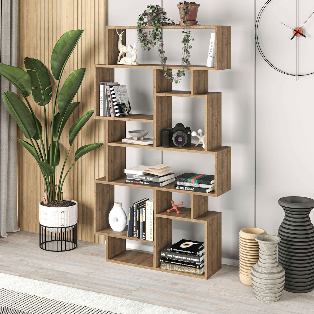 Decortie Karmato Dark Oak 10 Open Shelf Tall Bookcase - image 2