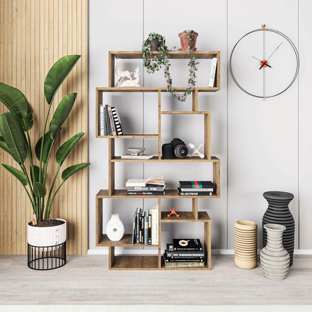 Decortie Karmato Dark Oak 10 Open Shelf Tall Bookcase - image 3