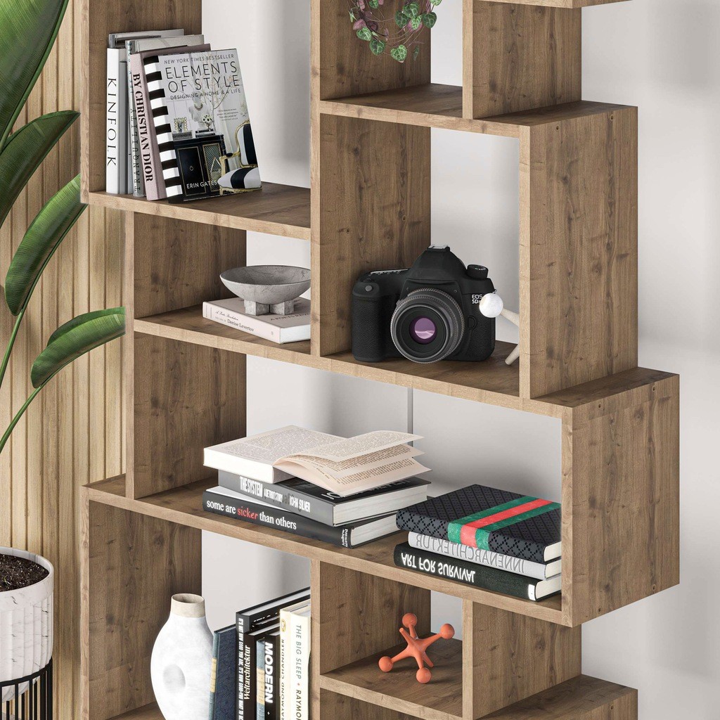 Decortie Karmato Dark Oak 10 Open Shelf Tall Bookcase - image 4