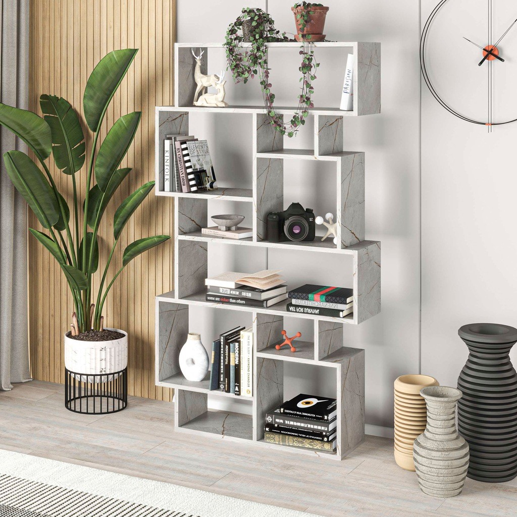 Decortie Karmato Gold Marble 10 Open Shelf Tall Bookcase - image 2