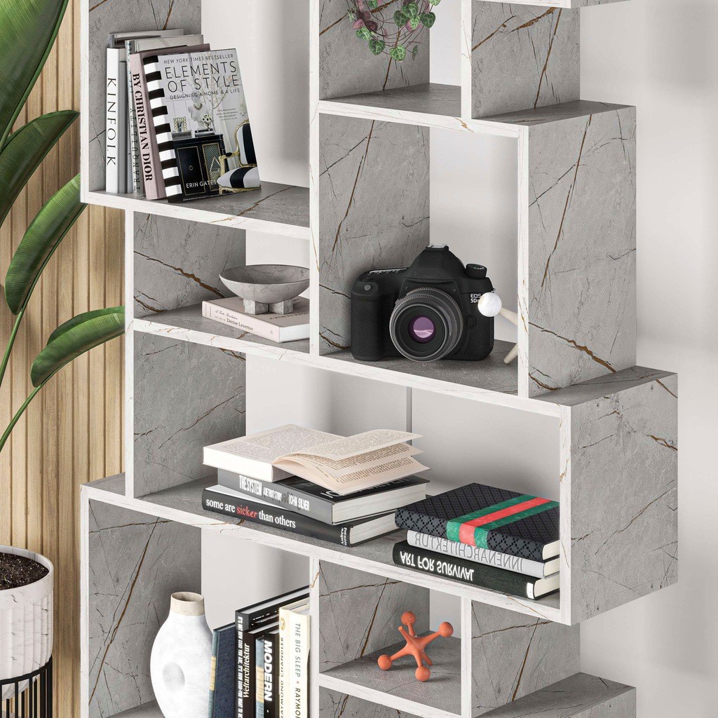 Decortie Karmato Gold Marble 10 Open Shelf Tall Bookcase - image 4