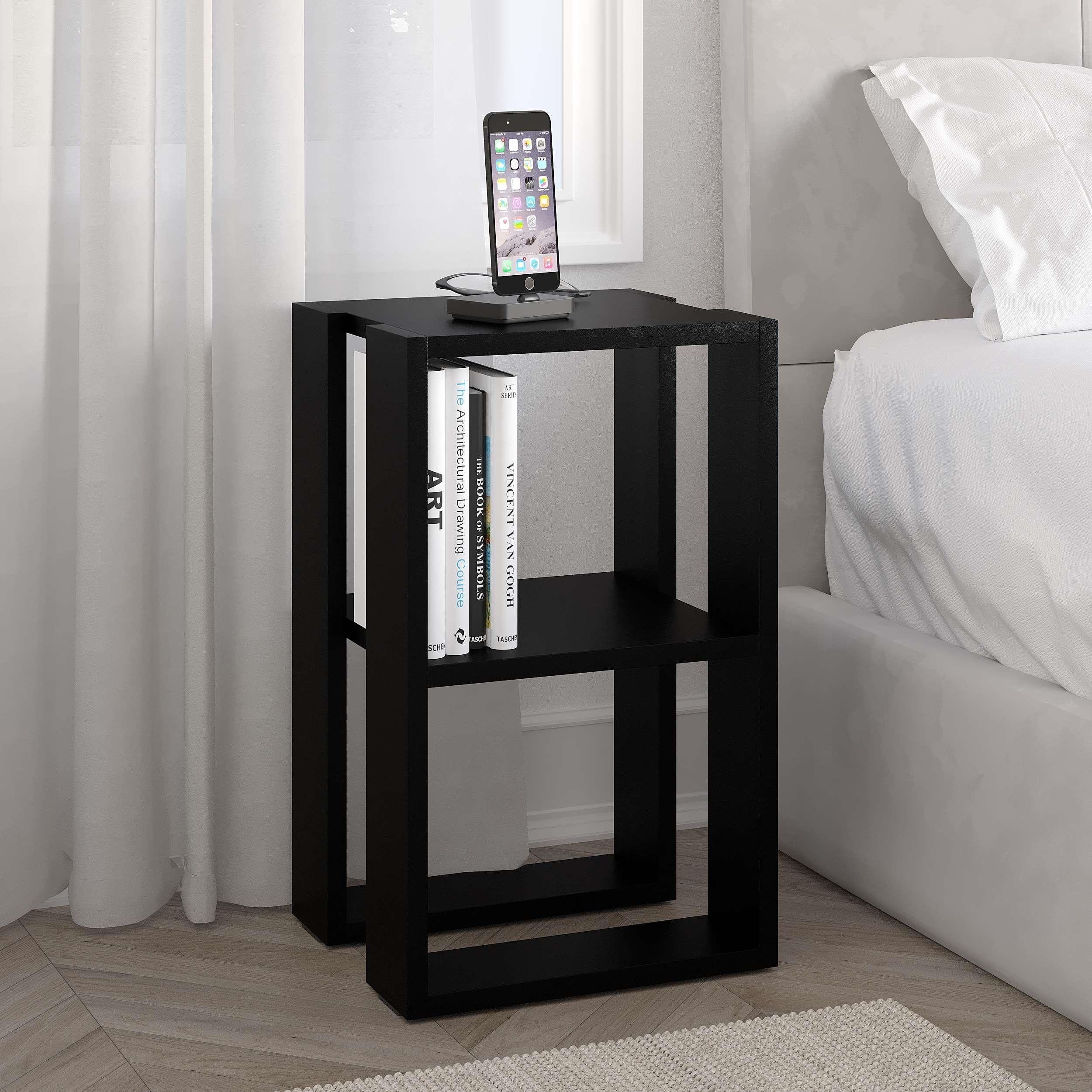 Decortie Lonie Black Bute Single Shelf Modern Bedside Table - image 2
