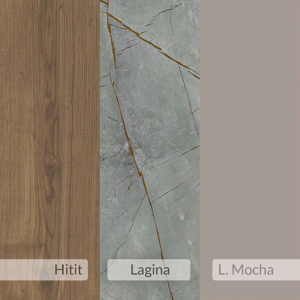 Decortie Muju Mocha Grey Oak and Gold Marble Effect Modern C Shaped Side Table - image 5