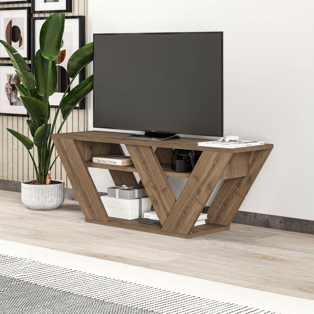 Decortie Pipralla Dark Oak 2 Open Shelf TV Unit - image 2