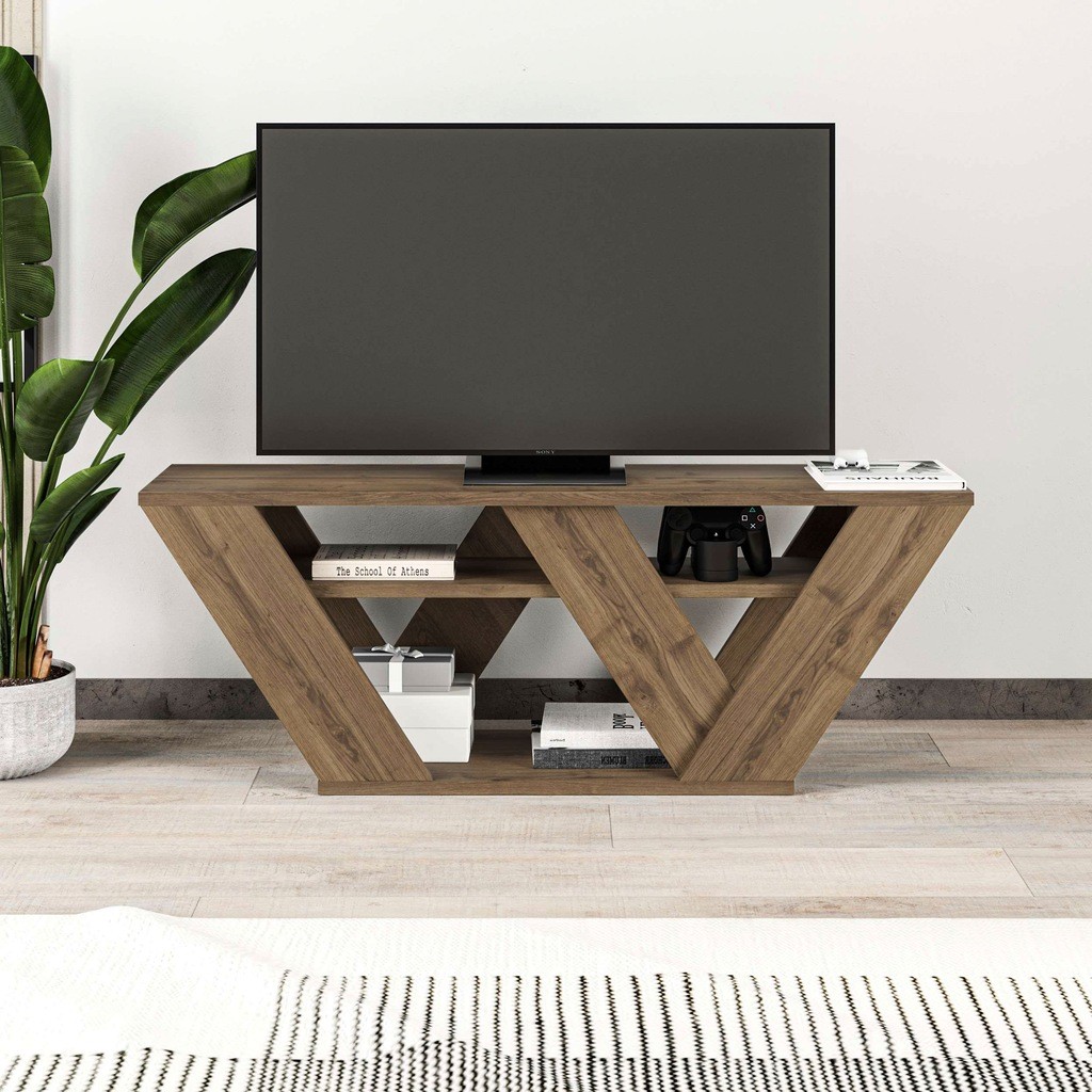 Decortie Pipralla Dark Oak 2 Open Shelf TV Unit - image 3