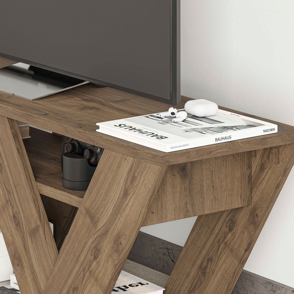 Decortie Pipralla Dark Oak 2 Open Shelf TV Unit - image 4