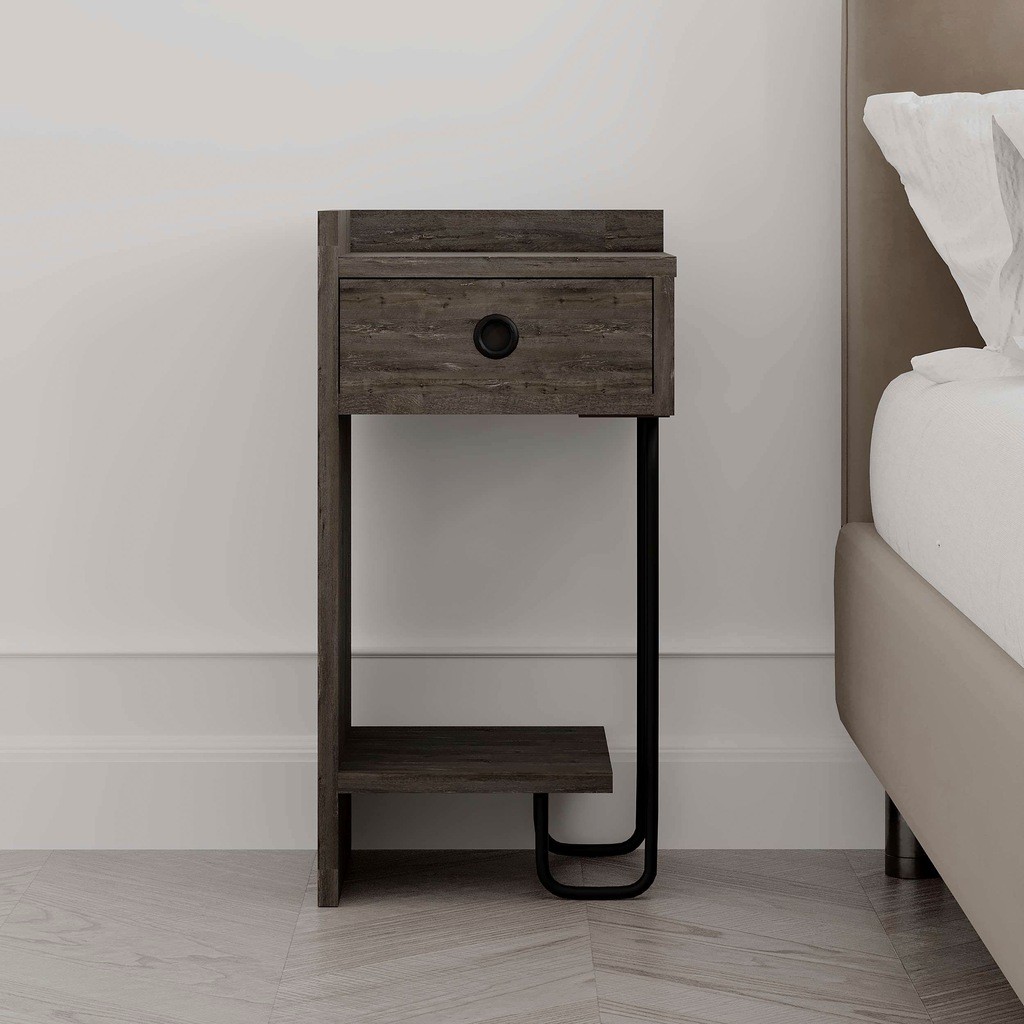 Decortie Sirius Dark Coffee Single Drawer 2 Shelf Left Corner Bedside Table - image 2