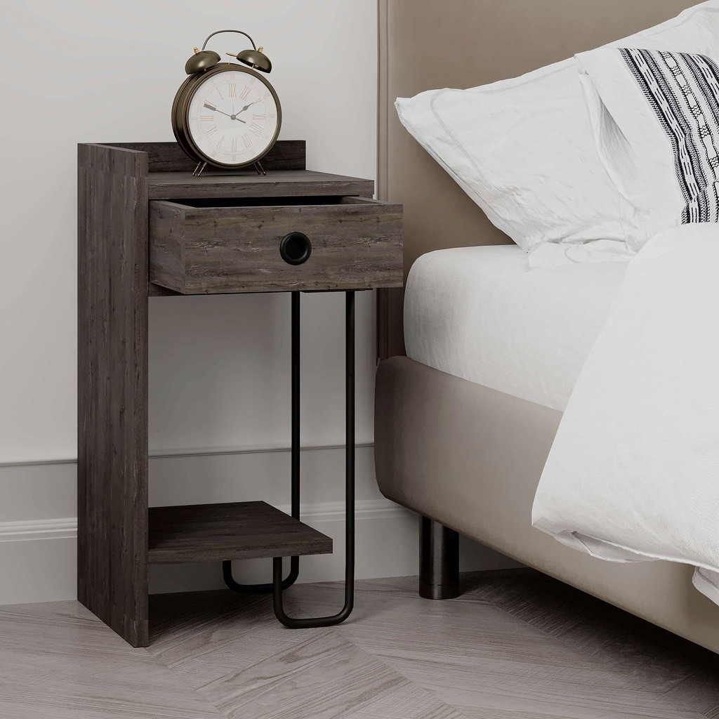 Decortie Sirius Dark Coffee Single Drawer 2 Shelf Left Corner Bedside Table - image 3