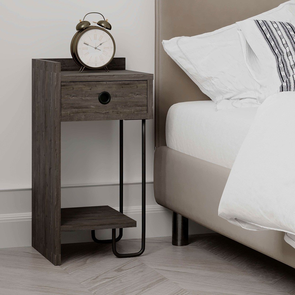 Decortie Sirius Dark Coffee Single Drawer 2 Shelf Left Corner Bedside Table - image 5