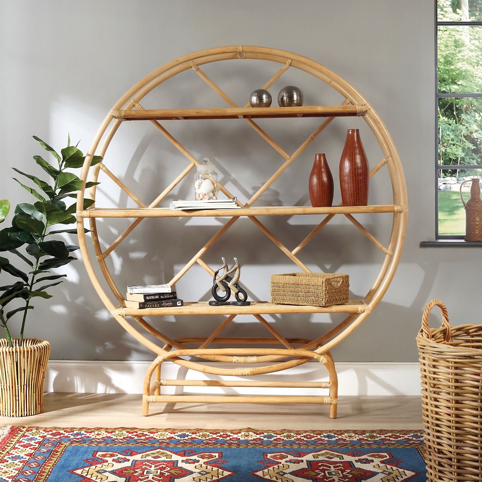 Desser 3 Shelf Rattan Freestanding Large Etagere Bookcase - image 3