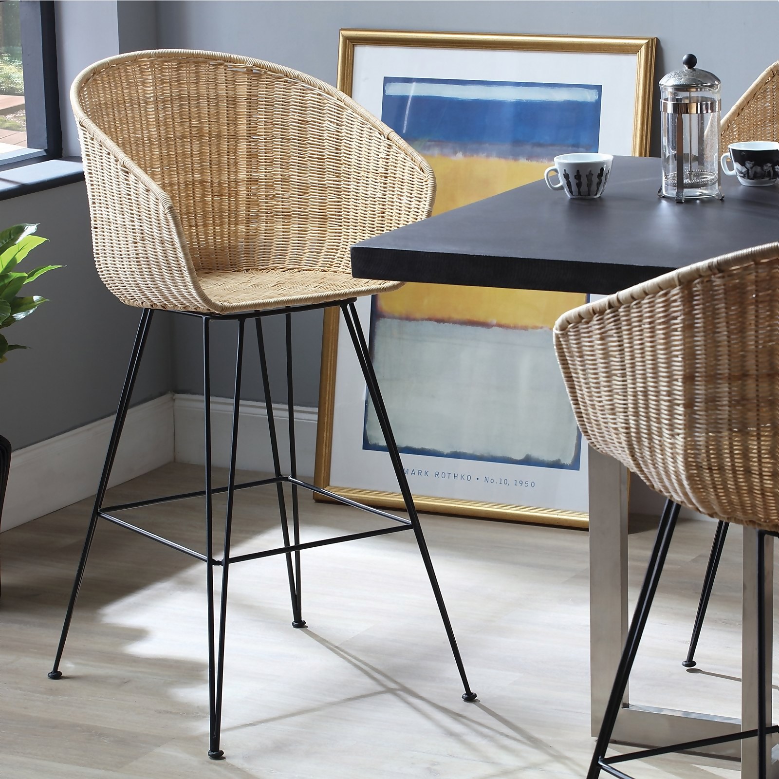Desser Porto Large Black Wicker Bar Stool - image 2